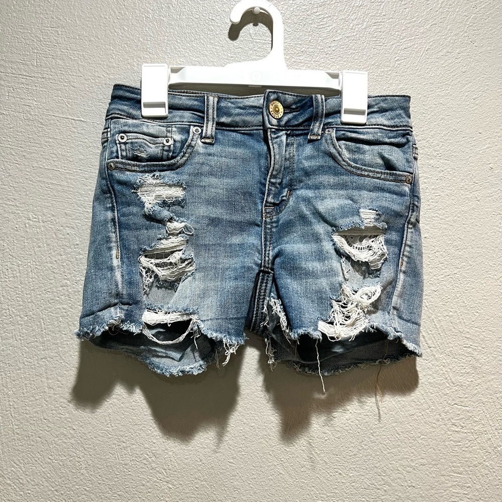 American Eagle Distressed Midi Shorts